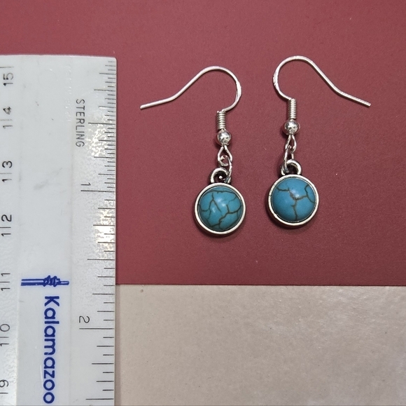 925 Silver Hook Turquoise and Silver Dangle Earrings - Picture 10 of 15